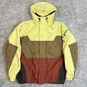 Burton Snowboarding Ski Quattro Jacket Brown Yellow Rust Hooded Winter Medium